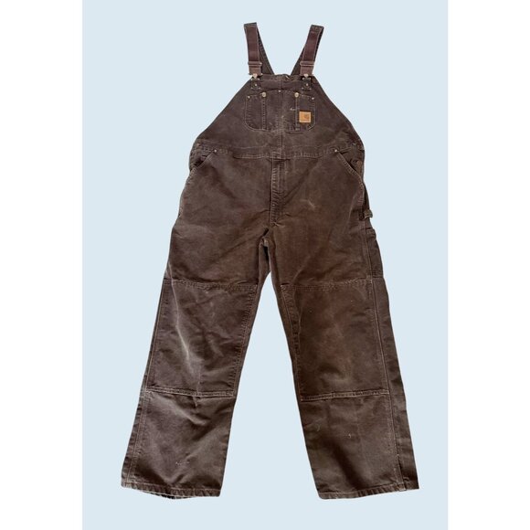 CARHARTT Men's Relaxed Fit Duck Bib Overalls Dark Brown Sz 46 x 30 - Picture 1 of 6